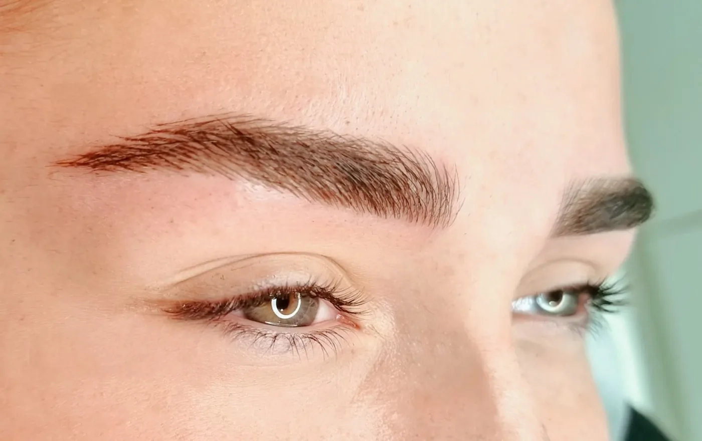 Defined brows and lashes close-up